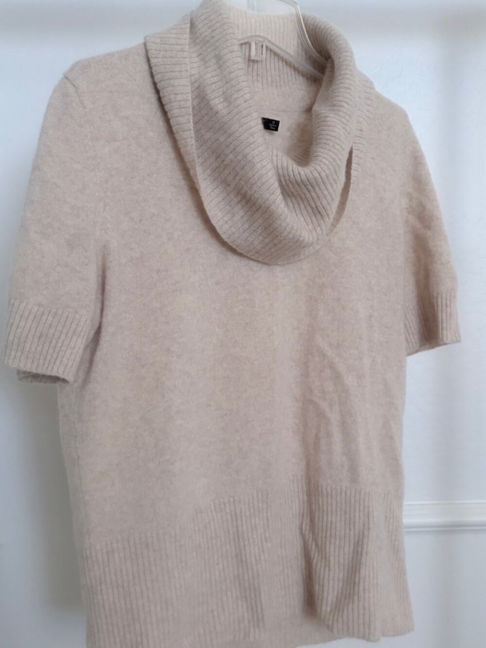 Apt. 9 Cream 100% Cashmere Cowl Neck Sweater - Short Sleeve - Size XL